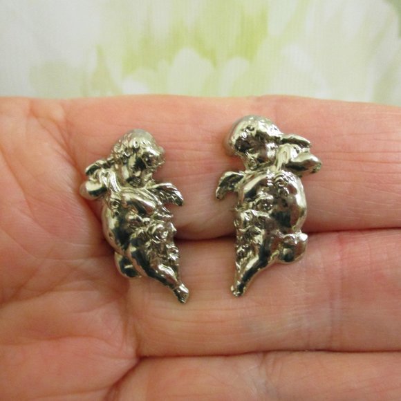 KIRK'S FOLLY Cherub Floral Heart Jewelry Set ~ Vintage Winged Cherub Set - Picture 9 of 14